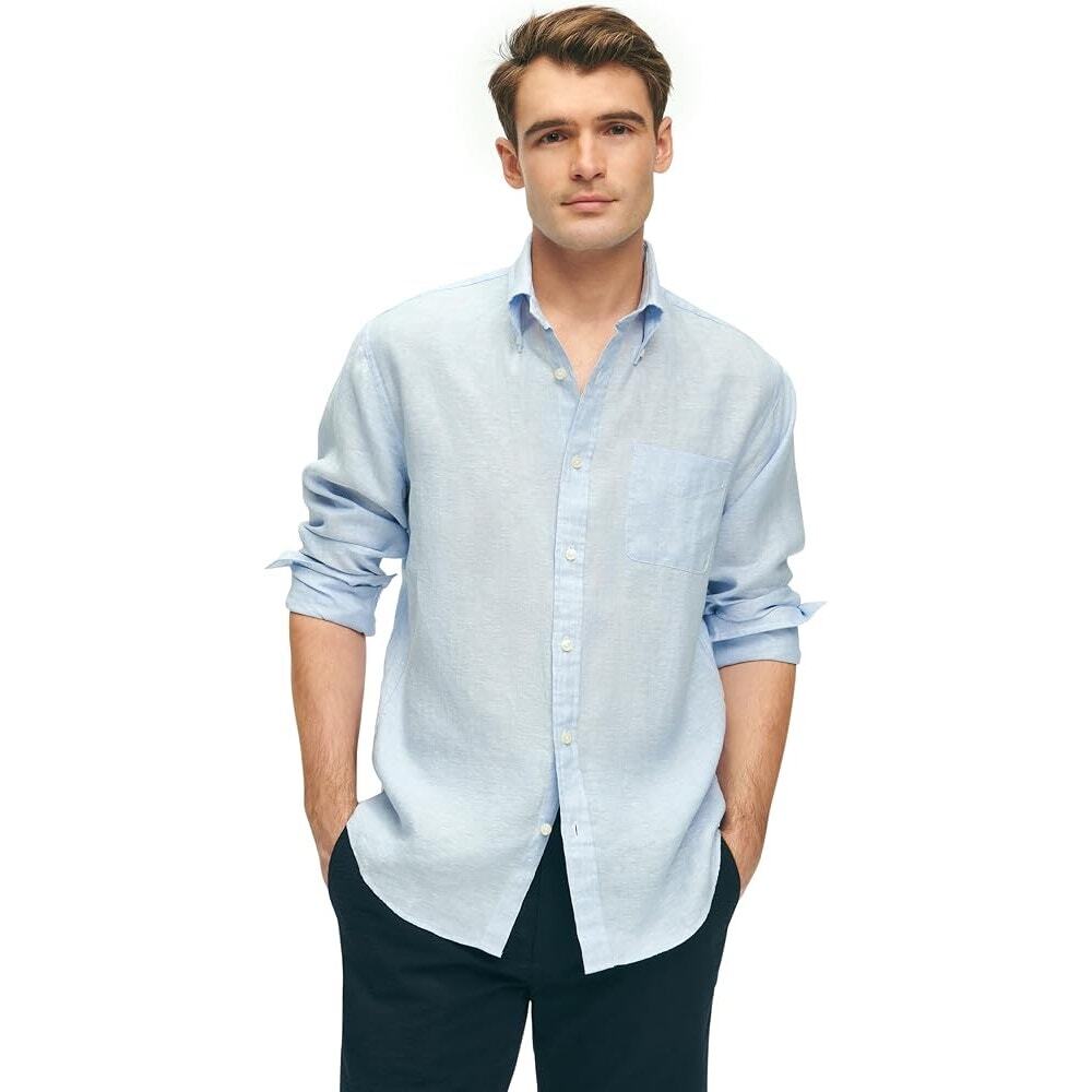 Mens Brooks Brothers 100% Linen Button Down Shirt Size 2XL
